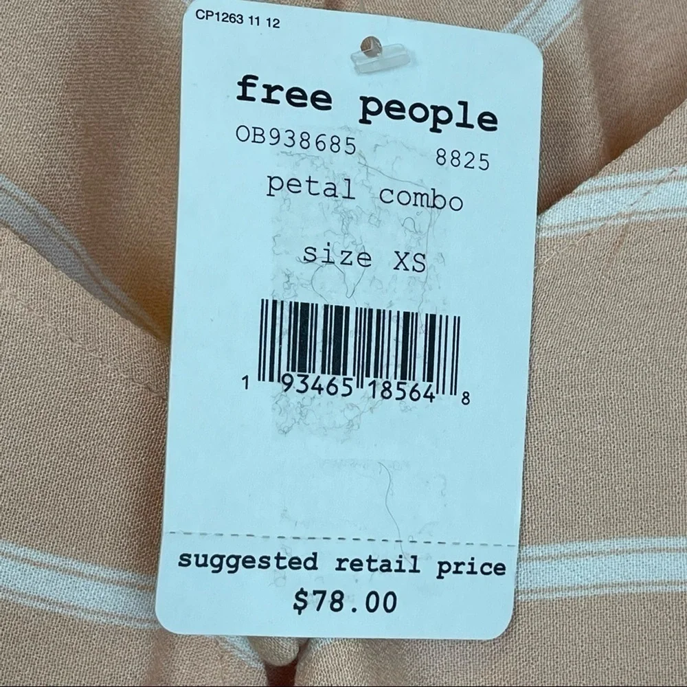 Free People Samifran Ruffled Long Sleeve “Petal Combo” Top Size XS Women